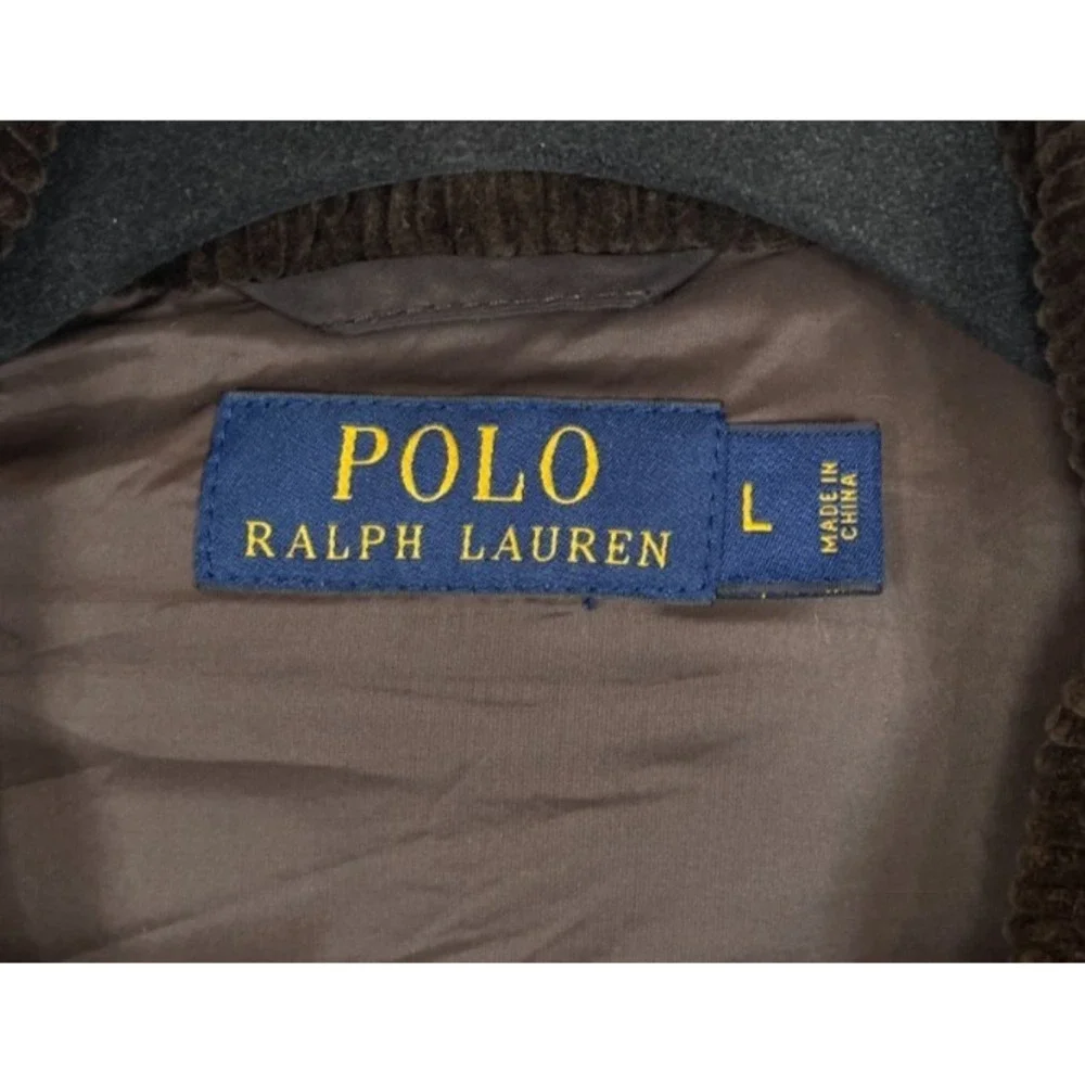 Polo Ralph Lauren Leyland Quilted Vest Brown Large Field Zip Corduroy Collar
